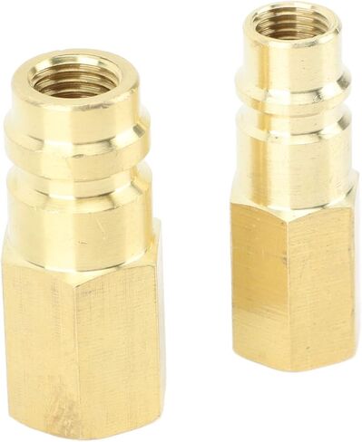 R134A Air Conditioner Connector Brass Refrigerant Adapter Fast Connect Disconnect for Car AC System Repair 1/4 SAE Interface 2 Pack in Kuwait