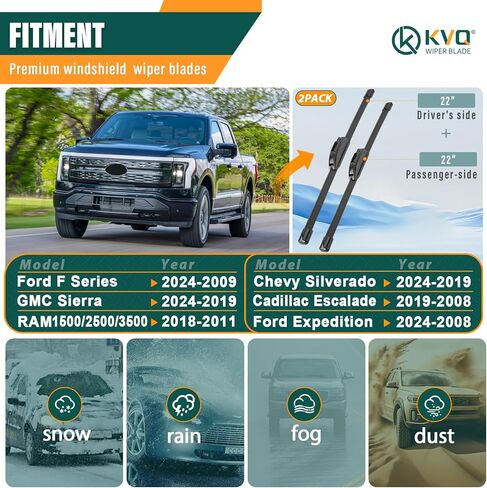 استبدال مساحات الزجاج الأمامي لسيارة Chevy شيفروليه سيلفرادو 1500/2500 HD/3500 HD 2025-2019 Ford F 150 250 2025-2008 GMC Sierra 2025-2019 التي تلبي أو تتجاوز جودة OEM ومتانتها -22+22 in Saudi Arabia
