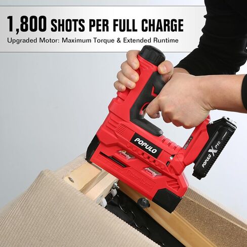 POPULO 20V Nail Gun Battery Powered, 18 Gauge 2 In 1 Cordless Brad Nailer Stapler for Carpentry and Upholstery, Electric Staple Gun Includes a 2.0Ah Battery, Charger, 1600 Pcs Staples and Nails in Kuwait