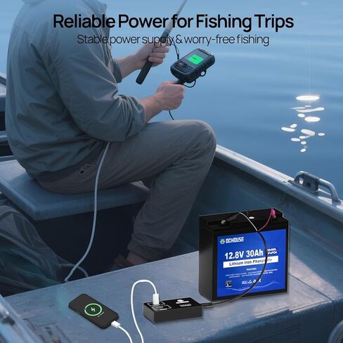 DC HOUSE 12V 30Ah Mini Lithium Battery with DC Output, 2 in 1 Multi-Port USB Charger: 12V Converter or 45W Max Lifepo4 Battery Charger, for Fish Finder, Camping, Ham Radio, Power Wheels, RV in Saudi Arabia