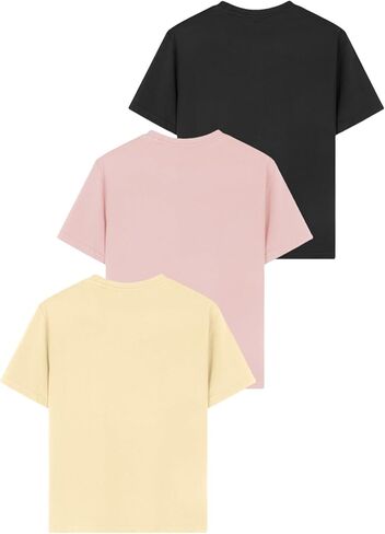Girls Graphic T-Shirt 3-Pack, Printed Short Sleeve Crewneck Tees for Kids 8–14 in Saudi Arabia