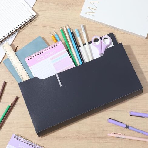 MAQUITA 2 Pcs Magnetic File Holder Large Magnetic Pocket Wall Hanging Magazine Organizer Paper Mail Letters for Refrigerator Classroom Locker Whiteboard, Horizontal, Black,13.8 x 8.3 Inches in Saudi Arabia