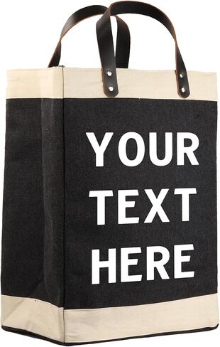 VANESSA ROSELLA 100% Jute Long Black Burlap with Leather Handles | Large Reusable Travel, Beach & Everyday Handbag in Kuwait