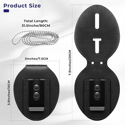 مشبك حزام حامل شارة الشرطة، حامل شارة أمان شريف من جلد البقر العالمي مع مشبك خلفي معدني وسلسلة خرز لإنفاذ القانون in Kuwait