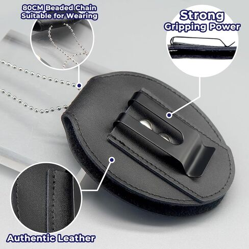 مشبك حزام حامل شارة الشرطة، حامل شارة أمان شريف من جلد البقر العالمي مع مشبك خلفي معدني وسلسلة خرز لإنفاذ القانون in Kuwait