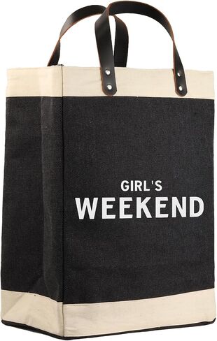 VANESSA ROSELLA 100% Jute Long Black Burlap with Leather Handles | Large Reusable Travel, Beach & Everyday Handbag in Kuwait