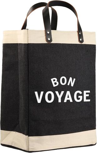 VANESSA ROSELLA 100% Jute Long Black Burlap with Leather Handles | Large Reusable Travel, Beach & Everyday Handbag in Kuwait