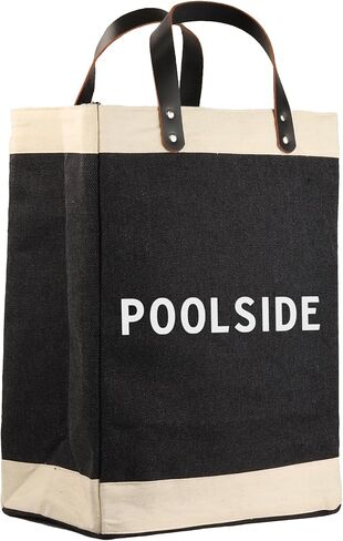 VANESSA ROSELLA 100% Jute Long Black Burlap with Leather Handles | Large Reusable Travel, Beach & Everyday Handbag in Kuwait