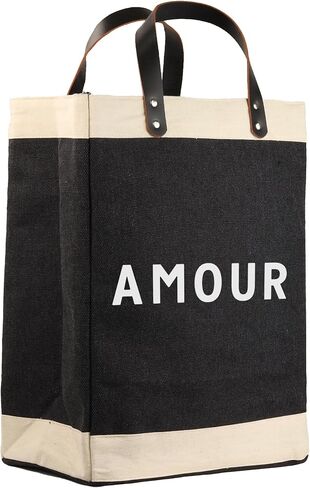 VANESSA ROSELLA 100% Jute Long Black Burlap with Leather Handles | Large Reusable Travel, Beach & Everyday Handbag in Kuwait