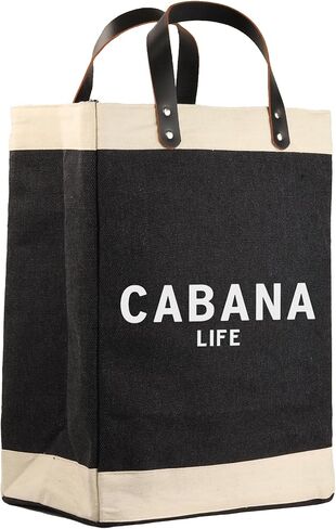 VANESSA ROSELLA 100% Jute Long Black Burlap with Leather Handles | Large Reusable Travel, Beach & Everyday Handbag in Kuwait