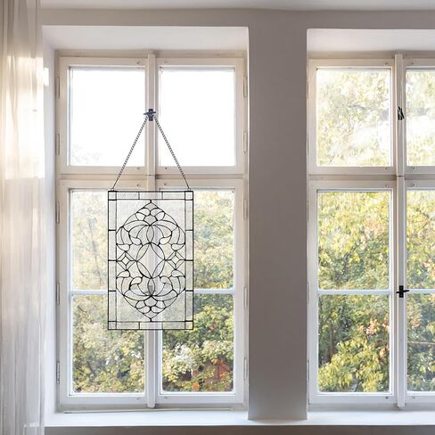 RIVER OF GOODS لوحة نافذة زجاجية مشطوفة بنقشة الزهور مقاس 20 بوصة ارتفاعًا in Kuwait