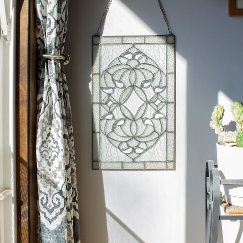 RIVER OF GOODS لوحة نافذة زجاجية مشطوفة بنقشة الزهور مقاس 20 بوصة ارتفاعًا in Kuwait