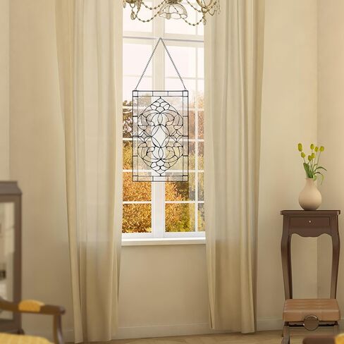 RIVER OF GOODS لوحة نافذة زجاجية مشطوفة بنقشة الزهور مقاس 20 بوصة ارتفاعًا in Kuwait