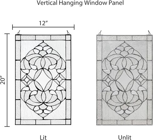 RIVER OF GOODS لوحة نافذة زجاجية مشطوفة بنقشة الزهور مقاس 20 بوصة ارتفاعًا in Kuwait