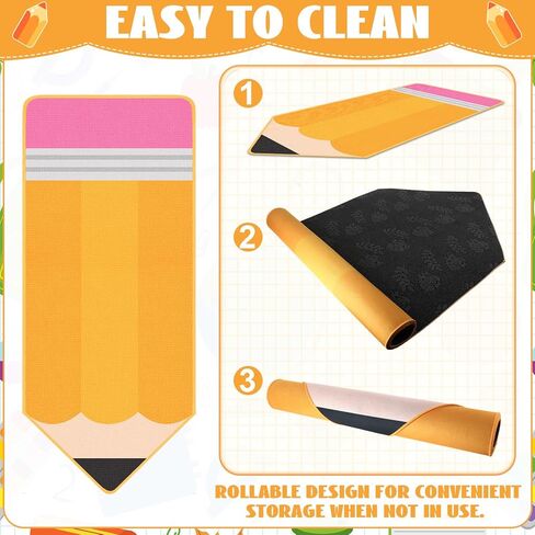 7x3 ft Pencil Classroom Rug Yellow Classroom Carpet Back to School Pencil Playroom Decor Soft Floor Mat Non Slip Cushions for First Day End of The Year Teacher Party Gift School Learning Playing Areas in Saudi Arabia