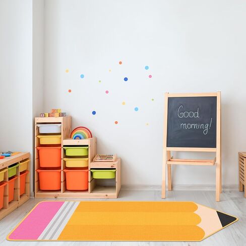 7x3 ft Pencil Classroom Rug Yellow Classroom Carpet Back to School Pencil Playroom Decor Soft Floor Mat Non Slip Cushions for First Day End of The Year Teacher Party Gift School Learning Playing Areas in Saudi Arabia