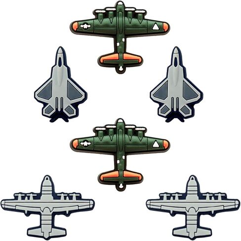 Airplane Shoe Charms ; Bomber Charms for Clog Shoes Decoration F35 Fighter Shoes Charm for Kids Adults Airplane Lover, PVC Shoe Charm Accessories Decoration Gifts 6 Pcs in Saudi Arabia