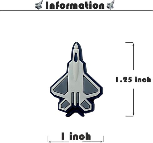 Airplane Shoe Charms ; Bomber Charms for Clog Shoes Decoration F35 Fighter Shoes Charm for Kids Adults Airplane Lover, PVC Shoe Charm Accessories Decoration Gifts 6 Pcs in Saudi Arabia