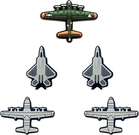 Airplane Shoe Charms ; Bomber Charms for Clog Shoes Decoration F35 Fighter Shoes Charm for Kids Adults Airplane Lover, PVC Shoe Charm Accessories Decoration Gifts 6 Pcs in Saudi Arabia