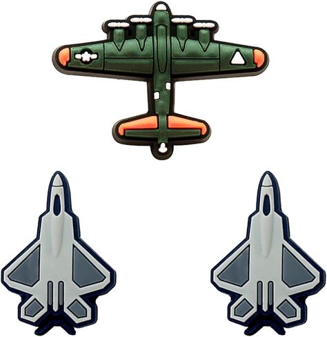 Airplane Shoe Charms ; Bomber Charms for Clog Shoes Decoration F35 Fighter Shoes Charm for Kids Adults Airplane Lover, PVC Shoe Charm Accessories Decoration Gifts 6 Pcs in Saudi Arabia