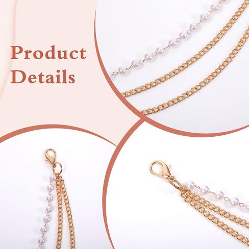 2PCS Boot Chains Jewelry for Women - Shoe Accessories & Charms for Sneakers - 3-Layer Gold Pearl Boot Chains Decoration for Bag Handbags Keychain in Saudi Arabia