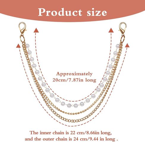 2PCS Boot Chains Jewelry for Women - Shoe Accessories & Charms for Sneakers - 3-Layer Gold Pearl Boot Chains Decoration for Bag Handbags Keychain in Saudi Arabia