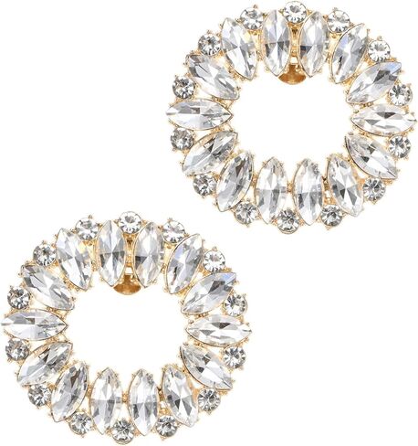 Decorative Ring Rhinestone Shoe Clips, Zinc Alloy Removable Fashion Crystal Flower Shoe Clips Women Dress/Shoes in Saudi Arabia