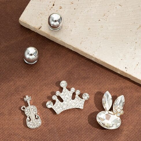 Bling Shoe Charms Set Sliver Chain Rhinestone Accessories for Clogs & Sandals Shoe Decorations for Teens Adults Women Birthday Party Favor in Saudi Arabia
