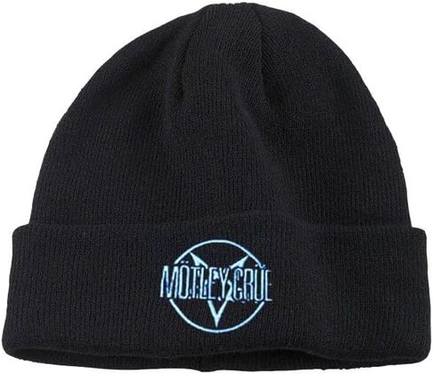 Motley Crue Pentagram Logo Embroidered Cuff Beanie Black | Officially Licensed Merchandise in Saudi Arabia