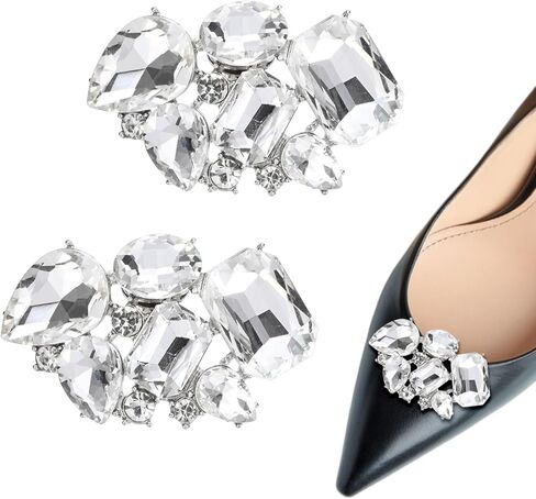 Pack Decorative Rhinestone Shoe Clips, Zinc Alloy Removable Fashion Crystal Flower Shoe Clips Buckle for Women in Saudi Arabia