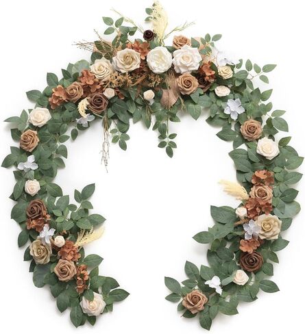 Ling's Moment Artificial Eucalyptus Garland with Flowers 6FT, Wedding Table Garland with Flowers Handcrafted Wedding Centerpieces for Rehearsal Dinner Bridal Shower | Dusty Rose in Saudi Arabia