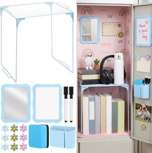 Colarr 16 Pcs Dark Green Locker Accessories for Girls Includes Locker Shelf Magnetic Whiteboard & Mirror Pen Holder 2 Dry Erase Marker & Eraser 9 Flowers for Back to School Essentials Decoration in Saudi Arabia