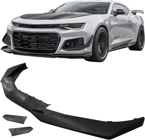 IKON MOTORSPORTS، الشفة الأمامية الممتصة للصدمات متوافقة مع 2016-2024 Chevy Camaro، أسود غير مطلي 1LE Style PP Polypropene Front Lip Chin Spoiler، 2017 in Saudi Arabia