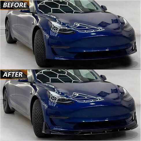 مصد الشفة الأمامي لـ 2017-2023 طراز تسلا 3، طقم هيكل الذقن الأمامي بتصميم أداء الشفة الأمامية باللون الأسود اللامع in Kuwait