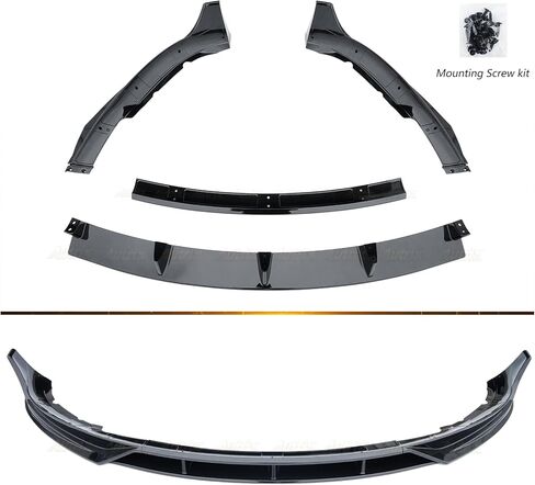 مصد الشفة الأمامي لـ 2017-2023 طراز تسلا 3، طقم هيكل الذقن الأمامي بتصميم أداء الشفة الأمامية باللون الأسود اللامع in Kuwait