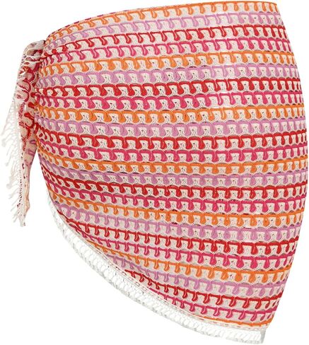 ZAFUL Womens Crochet Cover Up Mini Skirts Knit Fishnet See Through Tie Side Beach Wrap Bathing Suit Coverups in Saudi Arabia
