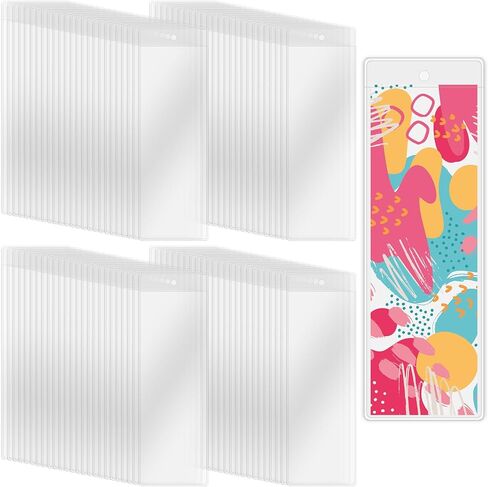 100 غلاف مرجعي شفاف للإشارات المرجعية مقاس 6 × 2 بوصة - حاملات إشارات مرجعية بلاستيكية لتخزين وحماية الإشارات المرجعية الشفافة بنفسك in Kuwait