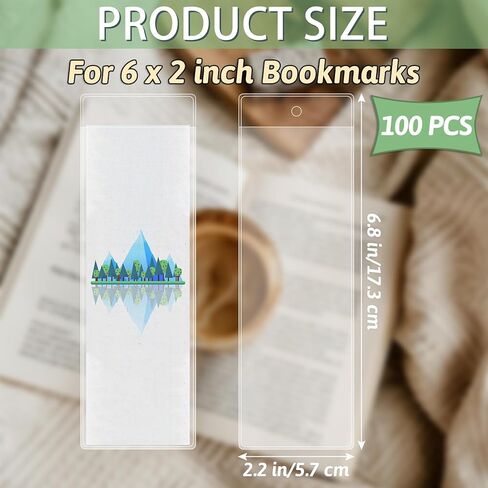 100 غلاف مرجعي شفاف للإشارات المرجعية مقاس 6 × 2 بوصة - حاملات إشارات مرجعية بلاستيكية لتخزين وحماية الإشارات المرجعية الشفافة بنفسك in Kuwait