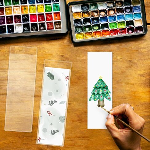 100 غلاف مرجعي شفاف للإشارات المرجعية مقاس 6 × 2 بوصة - حاملات إشارات مرجعية بلاستيكية لتخزين وحماية الإشارات المرجعية الشفافة بنفسك in Kuwait