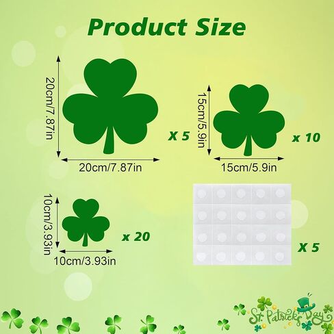35 PCS St. Patrick’s Day Shamrock Cutouts for Bulletin Board Decoration, 3 Sizes Shamrock Paper Cutouts Clover Cut-Outs for St. Patrick’s Day Craft Irish Classroom Party Decoration in Kuwait
