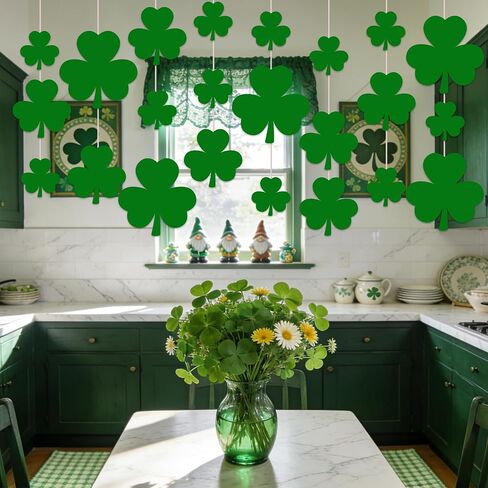 35 PCS St. Patrick’s Day Shamrock Cutouts for Bulletin Board Decoration, 3 Sizes Shamrock Paper Cutouts Clover Cut-Outs for St. Patrick’s Day Craft Irish Classroom Party Decoration in Kuwait