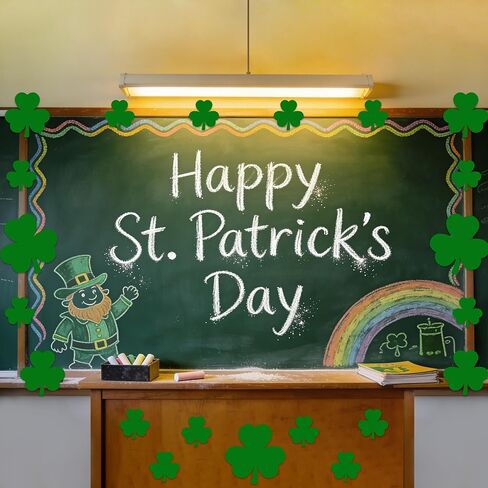 35 PCS St. Patrick’s Day Shamrock Cutouts for Bulletin Board Decoration, 3 Sizes Shamrock Paper Cutouts Clover Cut-Outs for St. Patrick’s Day Craft Irish Classroom Party Decoration in Kuwait