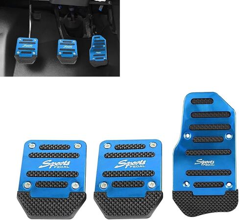 3PCS Car Non-slip Pedal Pads Set, Metal Rust-proof Striped Car Pedal Kits, Anti-rubbing Sport Gas Brake Clutch Protection Pedals, Universal for Most Manual Transmission Cars (Red) in Saudi Arabia