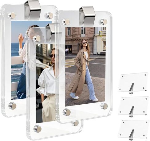 3PCS Car Clip Picture Holder,Personalized Car Picture Frame,Acrylic Car Photo Holder,Magnetic Car Sun Visor Photo Clip,Visor Clip Memory Photo Frame Hanging Decor Car Accessories for Mom Husband Family Photos in Saudi Arabia
