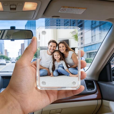 3PCS Car Clip Picture Holder,Personalized Car Picture Frame,Acrylic Car Photo Holder,Magnetic Car Sun Visor Photo Clip,Visor Clip Memory Photo Frame Hanging Decor Car Accessories for Mom Husband Family Photos in Saudi Arabia