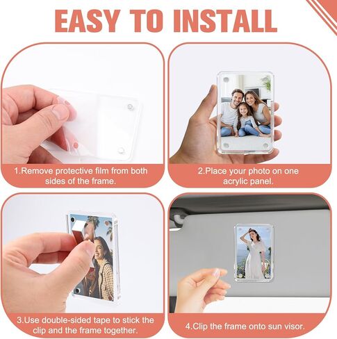 3PCS Car Clip Picture Holder,Personalized Car Picture Frame,Acrylic Car Photo Holder,Magnetic Car Sun Visor Photo Clip,Visor Clip Memory Photo Frame Hanging Decor Car Accessories for Mom Husband Family Photos in Saudi Arabia