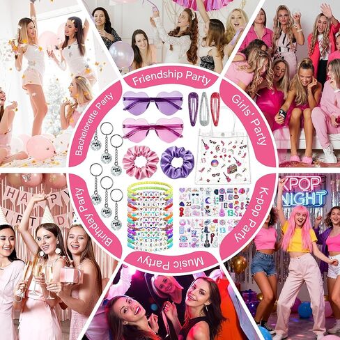 84 قطعة من هدايا حفلات Kpop والصداقة وحفلات المغني المشهورة 12 مجموعة من ملصقات السوار وحقيبة هدايا وإكسسوارات الشعر للفتيات والمعجبين Y2K وديكورات حفلات الموسيقى kpop وحفلات عشاق الديسكو in Kuwait