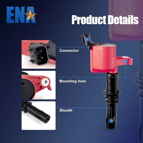 ENA Set of 10 Energy Ignition Coil and 10 Connector Compatible with Ford F53 Replacement for FD508 in Saudi Arabia
