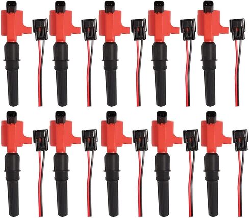 ENA Set of 10 Energy Ignition Coil and 10 Connector Compatible with Ford E-150 E-350 Super Duty Club Wagon 6.8L V10 Replacement for C1454 C1417 FD503 C1417 DG473 DG481 DG508 DG491 in Saudi Arabia