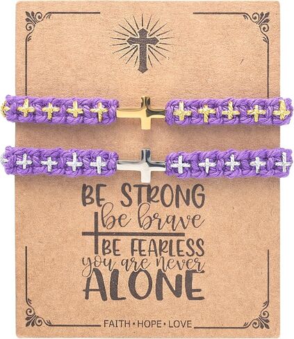 Christian Cross Bracelets Matching Couple Cross Friendship Bracelet Adjustable Braided Rope Jesus String Lucky Wristband for Women Men Easter Baptism in Kuwait